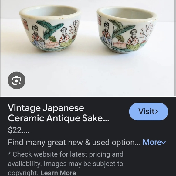 Vintage sake ceramic cups lot of 2 hand painted perfect vintage condition - Picture 2 of 10
